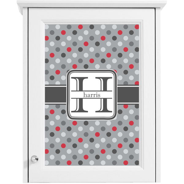 Red & Gray Polka Dots Single White Cabinet Decal
