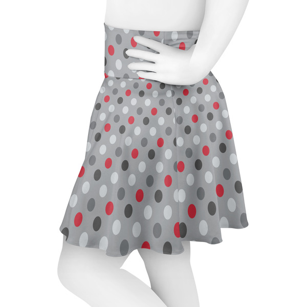 Red & Gray Polka Dots Skater Skirt - Side