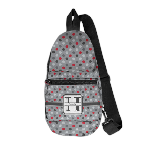 Custom Red & Gray Polka Dots Sling Bag (Personalized)