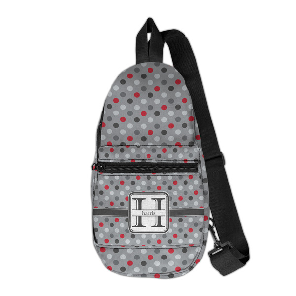 Custom Red & Gray Polka Dots Sling Bag (Personalized)