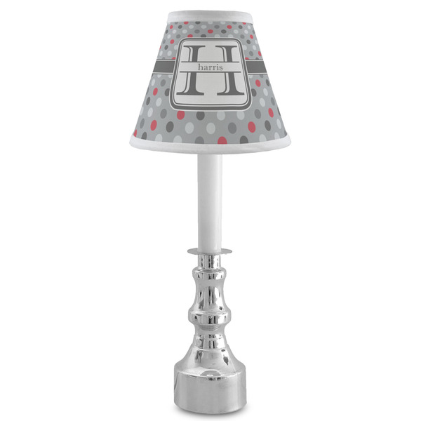 Red & Gray Polka Dots Small Chandelier Lamp - LIFESTYLE (on candle stick)