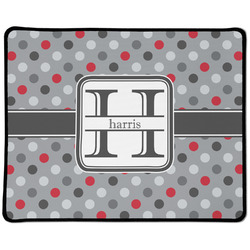 Red & Gray Polka Dots Large Gaming Mouse Pad - 12.5" x 10" (Personalized)