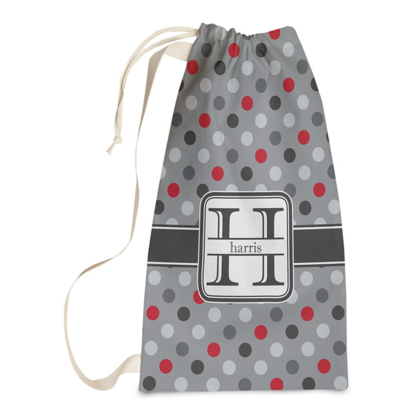 Custom Red & Gray Polka Dots Laundry Bags - Small (Personalized)