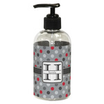 Red & Gray Polka Dots Plastic Soap / Lotion Dispenser (8 oz - Small - Black) (Personalized)
