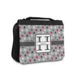 Red & Gray Polka Dots Toiletry Bag - Small (Personalized)