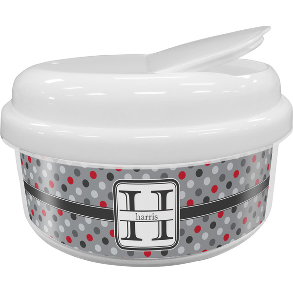 Custom Red & Gray Polka Dots Snack Container (Personalized)