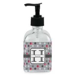 Red & Gray Polka Dots Glass Soap & Lotion Bottle - Single Bottle (Personalized)