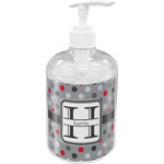 Red & Gray Polka Dots Acrylic Soap & Lotion Bottle (Personalized)