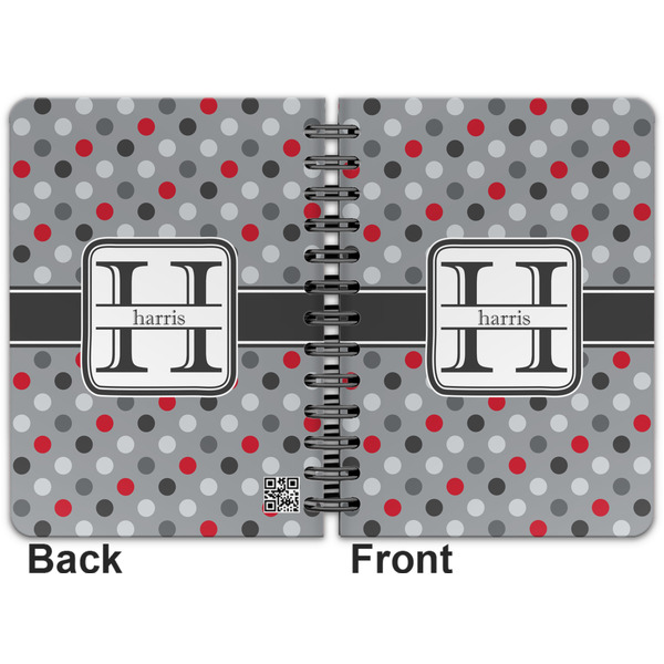 Red & Gray Polka Dots Spiral Journal 5 x 7 - Apvl