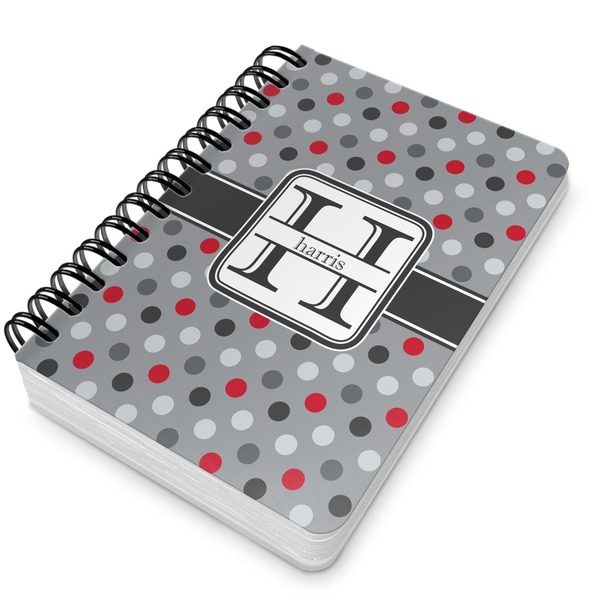 Red & Gray Polka Dots Spiral Journal 5 x 7 - Main
