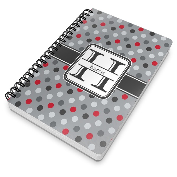 Red & Gray Polka Dots Spiral Journal 7 x 10 - Main