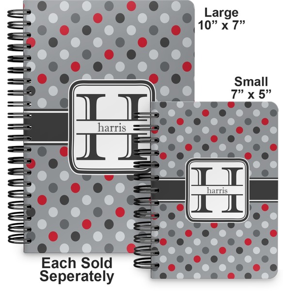 Red & Gray Polka Dots Spiral Journal - Comparison