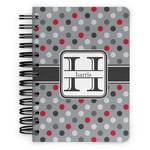 Red & Gray Polka Dots Spiral Notebook - 5x7 w/ Name and Initial