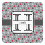 Red & Gray Polka Dots Square Decal - Medium (Personalized)