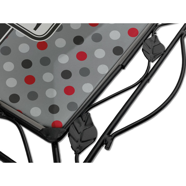 Red & Gray Polka Dots Square Trivet - Detail
