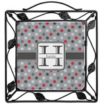 Red & Gray Polka Dots Square Trivet (Personalized)