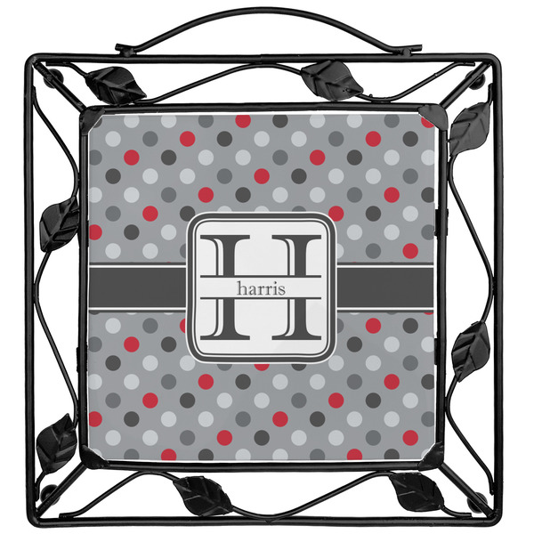Custom Red & Gray Polka Dots Square Trivet (Personalized)