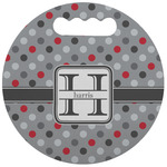 Red & Gray Polka Dots Stadium Cushion (Round) (Personalized)