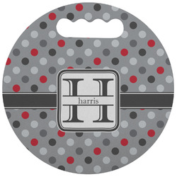 Red & Gray Polka Dots Stadium Cushion (Round) (Personalized)
