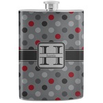 Red & Gray Polka Dots Stainless Steel Flask (Personalized)