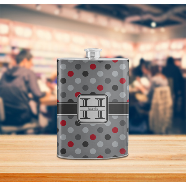 Red & Gray Polka Dots Stainless Steel Flask - LIFESTYLE 2
