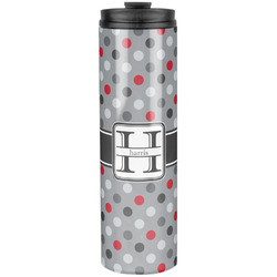 Red & Gray Polka Dots Stainless Steel Skinny Tumbler - 20 oz (Personalized)