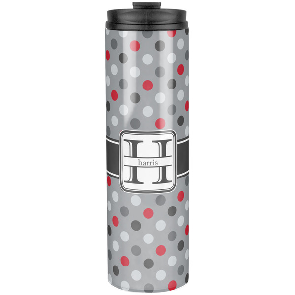 Red & Gray Polka Dots Stainless Steel Tumbler 20 Oz - Front
