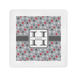 Red & Gray Polka Dots Standard Cocktail Napkins (Personalized)