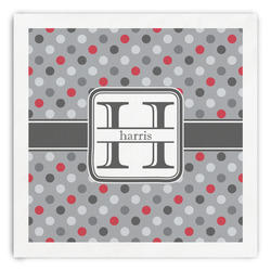 Red & Gray Polka Dots Paper Dinner Napkins (Personalized)