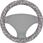 Red & Gray Polka Dots Steering Wheel Cover (Personalized)