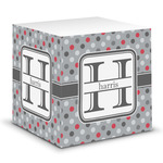 Red & Gray Polka Dots Sticky Note Cube (Personalized)