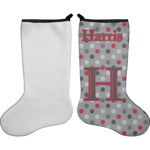 Red & Gray Polka Dots Stocking - Single-Sided - Approval