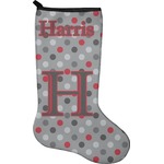 Red & Gray Polka Dots Holiday Stocking - Neoprene (Personalized)