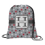 Red & Gray Polka Dots Drawstring Backpack (Personalized)