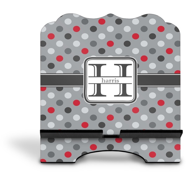 Red & Gray Polka Dots Stylized Tablet Stand - Front without iPad