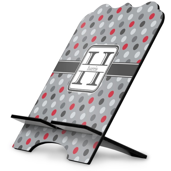 Custom Red & Gray Polka Dots Stylized Tablet Stand (Personalized)
