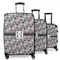 Red & Gray Polka Dots 3 Piece Luggage Set - 20" Carry On, 24" Medium Checked, 28" Large Checked (Personalized)