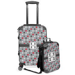 Red & Gray Polka Dots Kids 2-Piece Luggage Set - Suitcase & Backpack (Personalized)