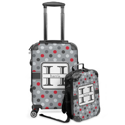 Red & Gray Polka Dots Kids 2-Piece Luggage Set - Suitcase & Backpack (Personalized)