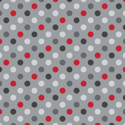Red & Gray Polka Dots Fabric by the Yard - Spun Polyester Poplin