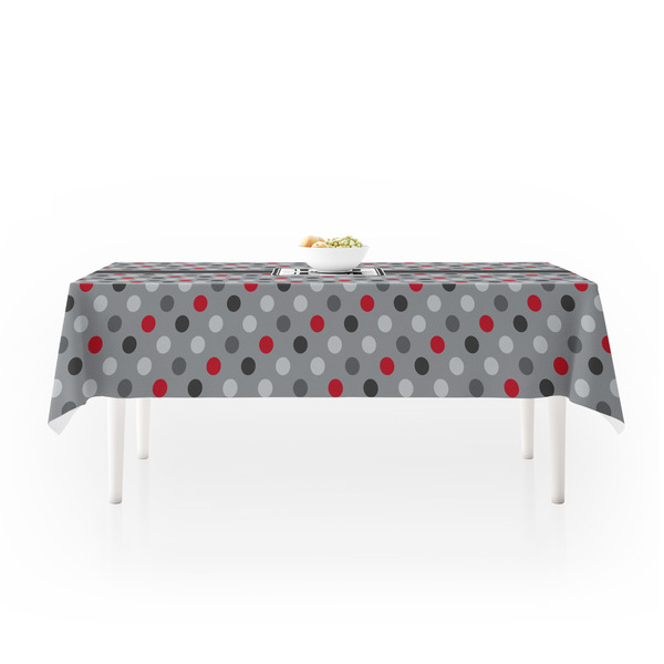 Red & Gray Polka Dots Tablecloths (58"x102") - MAIN