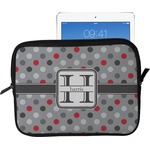 Red & Gray Polka Dots Tablet Case / Sleeve - Large (Personalized)