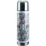 Red & Gray Polka Dots Stainless Steel Thermos (Personalized)
