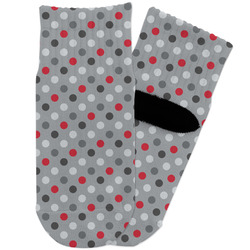 Red & Gray Polka Dots Toddler Ankle Socks