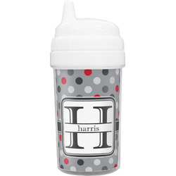 Red & Gray Polka Dots Toddler Sippy Cup (Personalized)