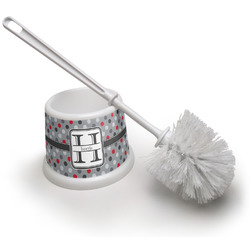 Red & Gray Polka Dots Toilet Brush (Personalized)