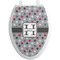 Red & Gray Polka Dots Toilet Seat Decal - Elongated (Personalized)