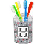 Red & Gray Polka Dots Toothbrush Holder (Personalized)