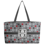 Red & Gray Polka Dots Beach Totes Bag - w/ Black Handles (Personalized)