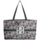 Red & Gray Polka Dots Tote w/Black Handles - Front View